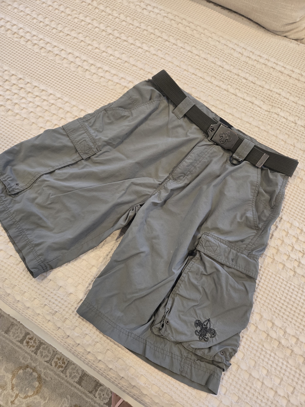 Men's Gray Cargo Shorts with Belt